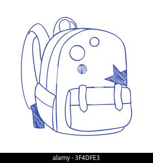 Cute School Backpack Outline Illustration Stock Vector