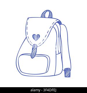 Cute School Backpack Doodle Illustration Stock Vector