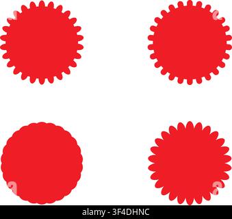Set of Empty Red Scalloped Labels for Discount and Marketing Design Stock Vector