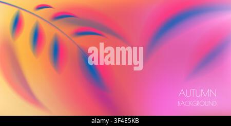 Vector abstract blurred fall autumn leaves background. Modern smooth vibrant foliage template. Creative neon pink, orange and blue design for web bann Stock Vector