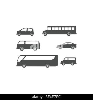 Car Bus Van Vehicle Automobile For Logistics Delivery Public Transport Travel Tourism Business Company Element Stock Vector