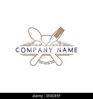 Spoon Fork Plate Cutlery For Restaurant Culinary Catering Cafe Gastronomy Eatery Stock Vector