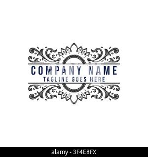 Luxury Cafe Beverage Fashion Barbershop Branding Identity For Ornament Vignette Pattern Border Flourish Stock Vector