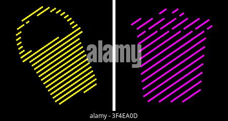 Abstract yellow and pink dot pattern geometric shapes on black background Stock Vector