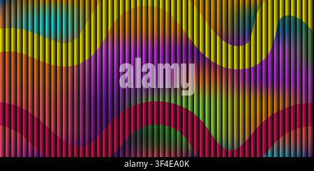 Abstract background featuring vertical lines with a colorful wavy gradient pattern and modern texture Stock Vector