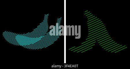 Abstract digital whale tails made of bright glowing cyan lines Stock Vector
