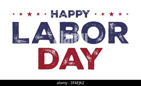 USA Labor Day vintage text design isolated, grunge logo Stock Vector