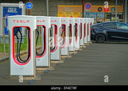 Tesla Electric vehicle charging points. Stock Photo