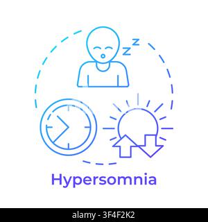 Hypersomnia blue gradient concept icon Stock Vector