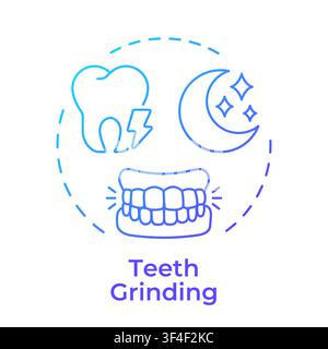 Teeth grinding blue gradient concept icon Stock Vector