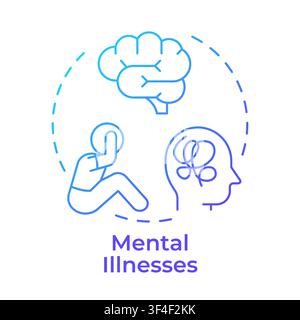 Mental illnesses blue gradient concept icon Stock Vector