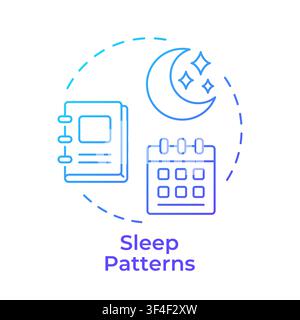 Sleep patterns blue gradient concept icon Stock Vector