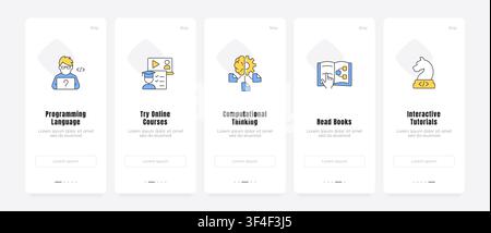 Interactive edtech user experience onboarding screens Stock Vector