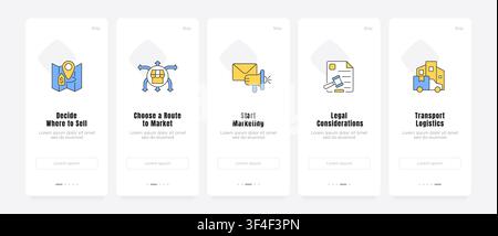 Scalable business growth framework onboarding screens Stock Vector