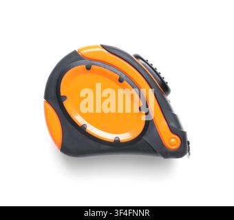 Orange and black measuring tape for construction and home improvement projects, isolated on a white background, this essential equipment provides accu Stock Photo