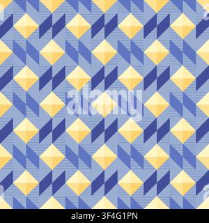 Bright bold vibrant abstract geometric quilt seamless vector pattern, color block technology, geometric colorful patchwork background. Stock Vector