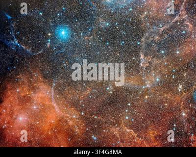 Deep space nebula filled with countless bright stars and cosmic dust gas clouds Stock Photo