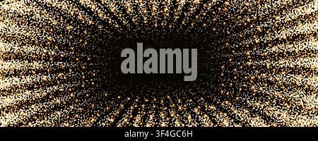 Abstract gold mosaic disco style manga sequin pattern isolated. Luxurious radial circular golden glittering halftone cover. Disco ball texture. Gradie Stock Vector
