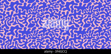 Pink and purple groovy organic coral seamless pattern. Brain style line abstract. Contemporary retro simple marine algae texture. Vector illustration Stock Vector