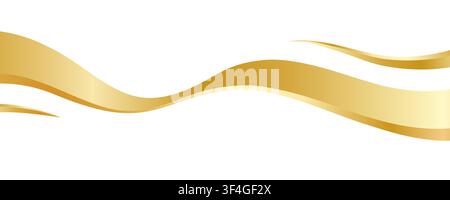 Golden wave ribbon abstract isolated on white background. Metallic gold gradient. Shiny metal frame. Vector illustration Stock Vector