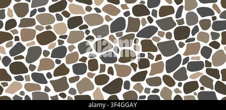 Brown seamless stone wall texture. Tile pavement pattern. Rocky floor background. Vector illustration Stock Vector