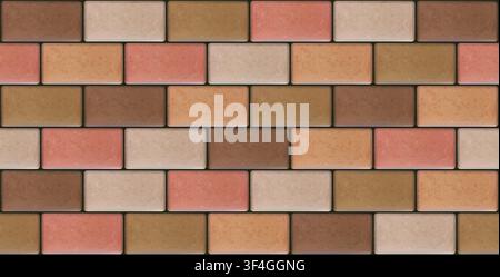 Realistic tiles cobblestone pavement seamless texture. Colored geometric mosaic street tiles pattern. Paver block of paving slab. Vector Illustration Stock Vector
