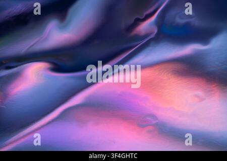 Abstract composition of smooth blue, purple and pink forms flowing in soft waves, with luminous highlights and layered textures creating a dreamlike v Stock Photo