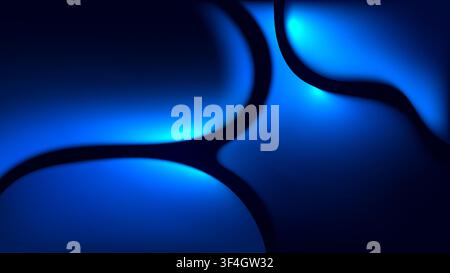 Modern abstract dark blue background with 3d glowing fluid curves for high tech online presentations and luxury digital wallpapers seeking futuristic Stock Vector