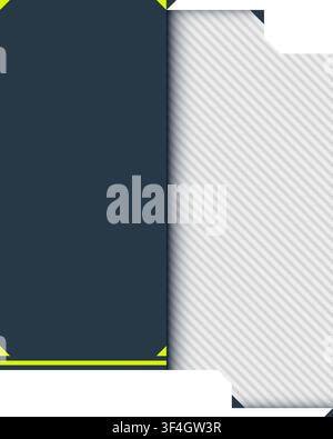 Modern corporate background template with dark navy blue and light gray diagonal striped panels accented with bright neon yellow lines for business pr Stock Vector