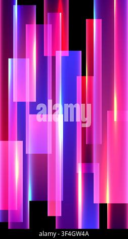 Abstract neon background with glowing pink and blue vertical geometric lines and vibrant light trails for futuristic technology design Stock Vector