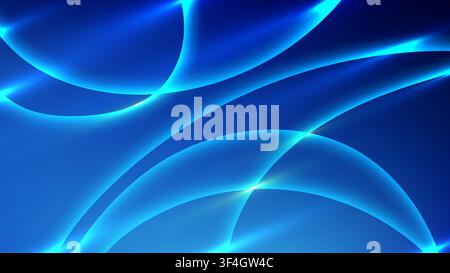 futuristic neon blue abstract wallpaper featuring smooth intersecting glowing light trails on dark background for modern technology presentation Stock Vector