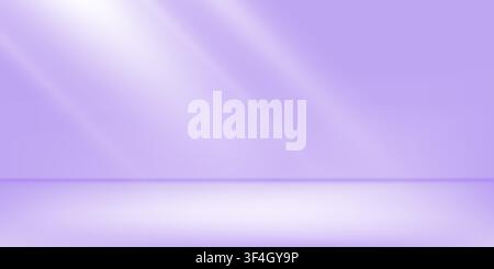Purple studio background with gradient light, 3d violet room. Blue abstract podium, white spring sunrays limbo, floor wall scene. Modern tech table Stock Vector