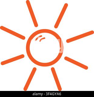 Stylized Sun Simple image Mediterranean Hand Drawn Style Icon Sticker logo Minimalistic Flat design. Isolated Vector illustration Weather forecast Icon, beach sticker, summer branding or travel promo Stock Vector