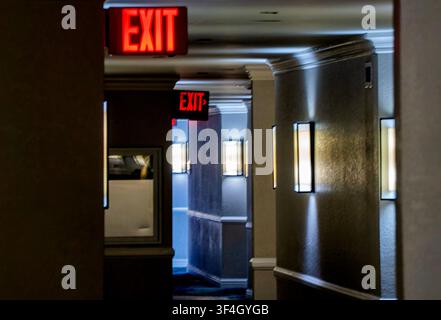 Exit signs in a hotel Stock Photo