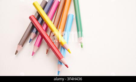 Colored sharpened wooden pencils in various colors Stock Photo