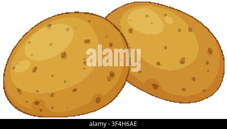 Clean vector graphic of two organic brown potatoes with realistic skin texture and simple shading. Stock Vector