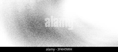 Concentric radial dotted gradient texture. Circle comic noise halftone background. Fading center gradation wallpaper. Grunge rough gritty overlay. Black circular grain pop art cartoon backdrop. Vector Stock Vector