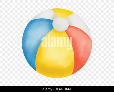 Colorful beach ball in watercolor style, ideal for summer designs and kid’s illustrations. Vector. Stock Vector