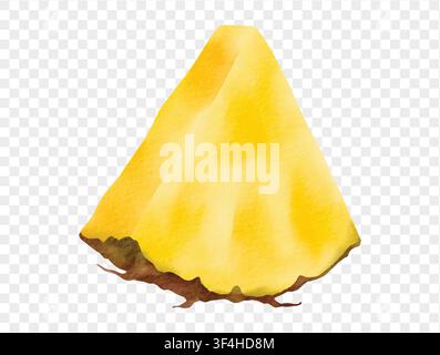 Pineapple slice watercolor illustration for tropical fruit designs. vector. Stock Vector
