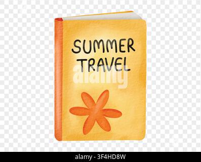 Summer travel notebook with flower watercolor vector. Stock Vector