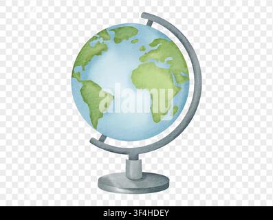 World globe watercolor illustration for travel theme vector. Stock Vector