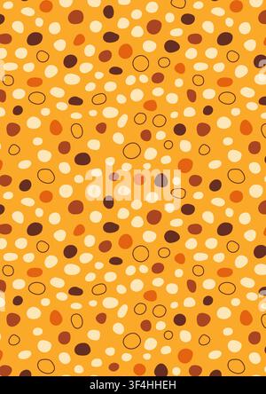 Organic seamless poster with color air bubbles on yellow background. Stock Vector
