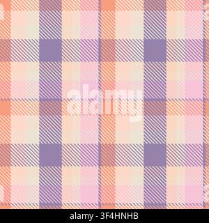 Autumn Abstract Plaid Seamless Pattern. Tartan Halloween vector checkered pattern. Fall orange and purple scottish fabric texture for tablecloth Stock Vector