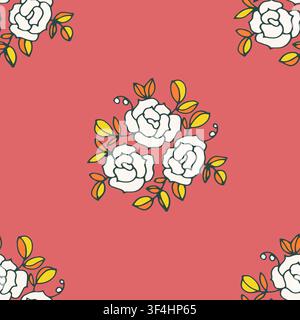 Bold Retro Graphic White Rose Stock Vector