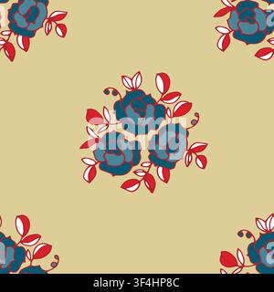 Bold Retro Graphic Rose Art Stock Vector