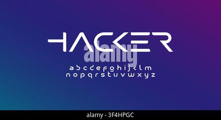 Hacker futuristic font alphabet letters. Future logo typography. Creative minimalist typographic design. Cropped letters set for science technology Stock Vector