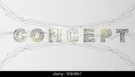 Idea, innovation or creative solution. Vector illustration with mesh word CONCEPT on grey background Stock Vector