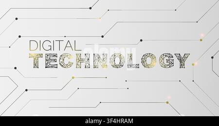 Vector illustration with polygonal phrase DIGITAL TECHNOLOGY on grey background Stock Vector