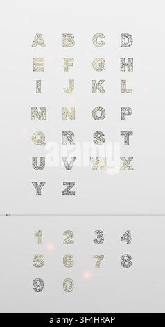 Polygon capital letters and numbers on grey background, vector illustration Stock Vector