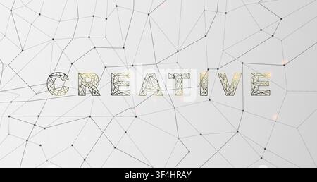 Polygon word CREATIVE on grey background, vector illustration Stock Vector